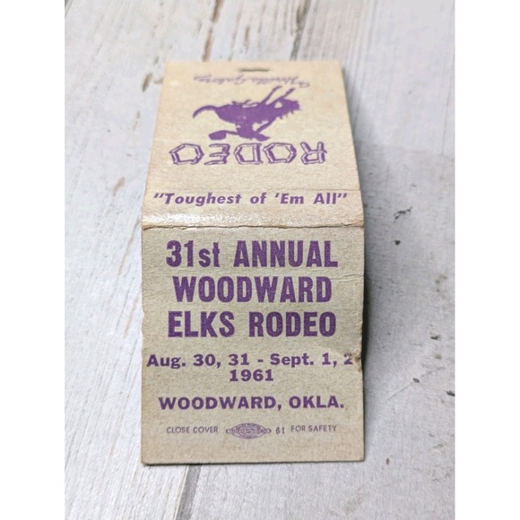 Other - Vintage Matchbook Cover 31st Annual‎ Woodward Elks Rodeo Woodward, Oklahoma 1961